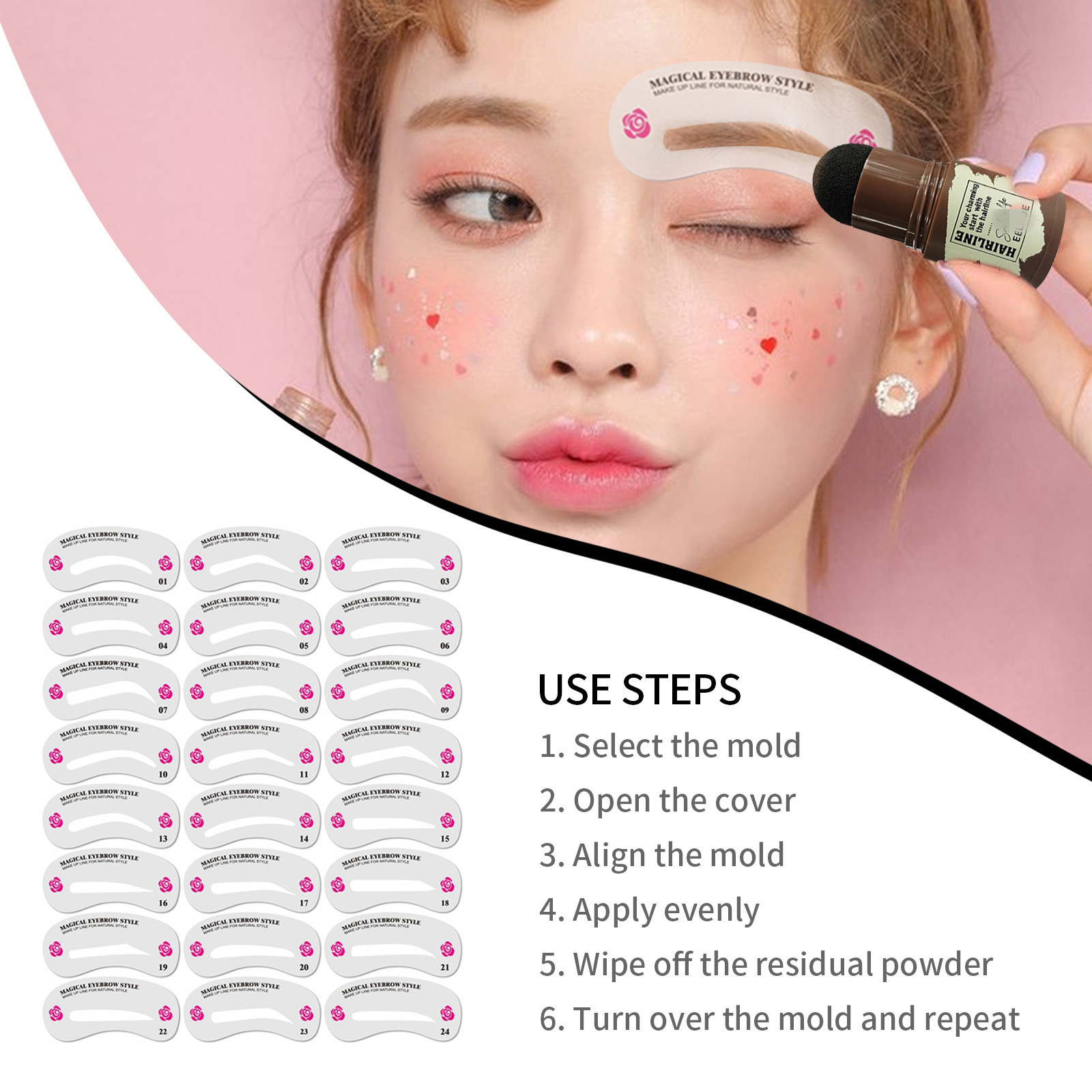 One Step Brow Stamp Shaping Kit Eyebrow Powder Repair Eyebrow Tool 