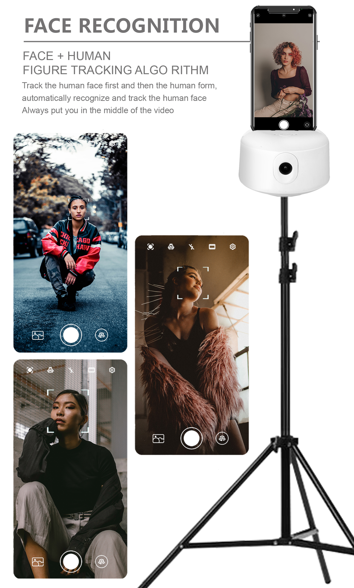 Like a cameraman! IMovie: Auto Tracking - Smart Shooting - 360 ° Rotation - Face Recognition - Video Call - Multistreamlive - Quick Create Mode - Remote Control - No need to install the app.